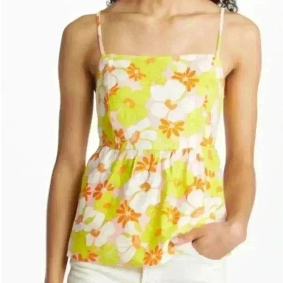 Sanctuary Women's Playdate Camisole Tank SMALL Yellow Floral Boho Ruffles Cutout - Picture 1 of 10